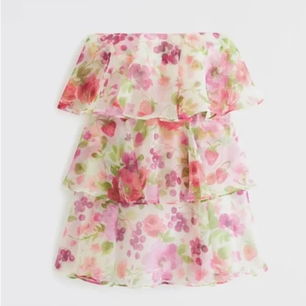 Organza Tiered Strapless Mini Dress